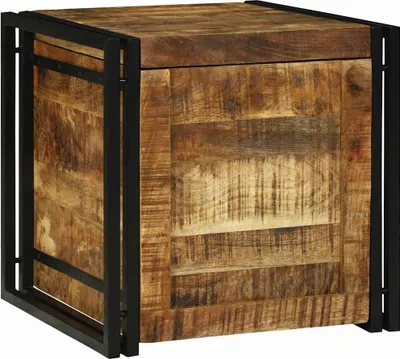 Image de Boîte de rangement avec stockage 50 x 50 x 50 cm Bois de manguier rugueux