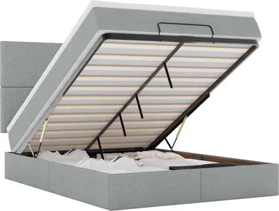 Immagine prodotto di vidaXL Ottoman letto con materasso grigio chiaro 140x190 cm tessuto