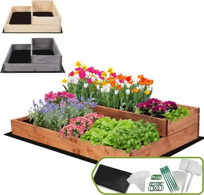 Produktbild von MODO24 Hochbeet Holz, Pflanzkasten, Massivholz, Kiefer, Kräuterbeet, Blumenkasten, Garten, Terrasse, 18x90x63 cm, Braun, ZP07