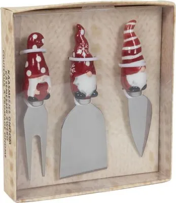 Produktbild von Käsemesser Set - Weihnachtswichtel - rot/weiß