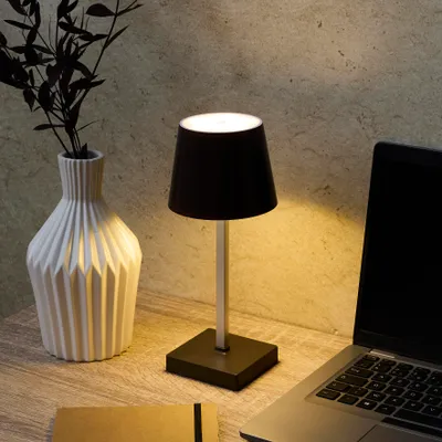 Image de Lampe De Table A Piles Effet Bois H26cm
