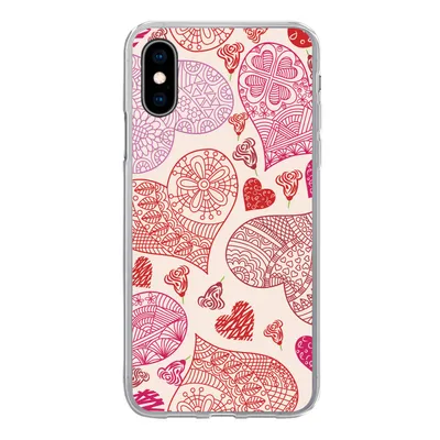 Produktbild von MuchoWow® Handyhülle Schutzhülle Hülle für iPhone X Eine Illustration mit rosa und roten Herzen Silikon Softcase Handy Hülle - Handyhülle