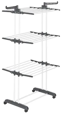Image de RealG RC-K-2419, étendoir à linge pliable, 4 niveaux, capacité de 50 kg, avec roulettes