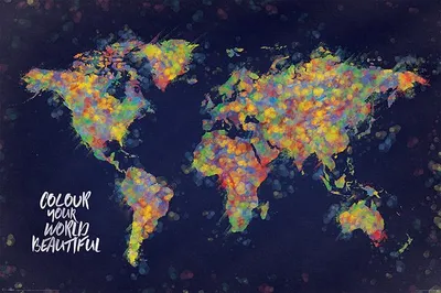 Productafbeelding van Wereldkaart - Kleur je wereld mooi - 61x91,5 cm - Poster