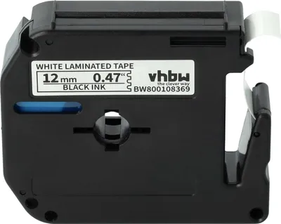 Produktbild von vhbw Schriftband-Kassette kompatibel mit Brother P-Touch 70HK, 70BM, 70SP, 70BMH, 70HOL, 70BBVP, 70HOT Etiketten-Drucker 8m x 12mm Schwarz auf Weiß