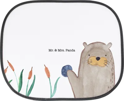 Produktbild von Mr. & Mrs. Panda Sonnenschutz Auto Otter Stein - Weiß - Geschenk, Sonnenblende, Autosonnenschutz, Grüßen, für, Seeotter See, autofenster, Pflanzen, Neugierig