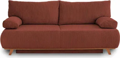 Produktbild von Best Möbel Cristal - 3-Sitzer Sofa - Schlaffunktion und Bettkasten - aus cordsamt , Terrakotta