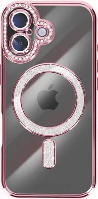 Image de Avizar, coque pour iPhone 17 compatible MagSafe avec bordure en strass, rose champagne