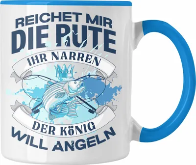 Produktbild von Trendation - Angler Tasse Geschenk Männer Spruch Lustig für Fischer Geschenkidee Angeln Becher (Blau)