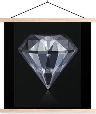 Produktbild von MuchoWow® Textilposter Eine Illustration eines glänzenden Edelsteins auf schwarzem Hintergrund 60x45 cm mit holzfarbenen Rahmen - Bild