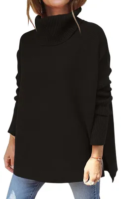 Productafbeelding van Hormtaer Trui voor dames, winter, met kraag, warme, oversized, gebreide trui