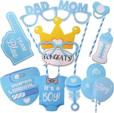 Produktbild von Babyparty Junge Set Fotobox Accessoires Baby Party Deko 12-teilig blau Neu