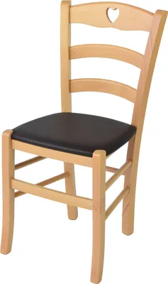 Obrázok produktu pre t m c s Tommychairs - stolička CUORE do kuchyne a jedálne, robustná konštrukcia z lakovaného bukového dreva v prírodnej farbe a čalúnený sedák potiahnutý imitáciou kože vo farbe Moka