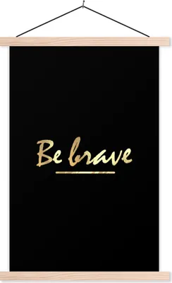 Produktbild von MuchoWow® Textilposter Zitate - Gold - Schwarz 60x90 cm mit holzfarbenen Rahmen - Textil