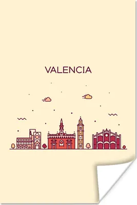 Produktbild von MuchoWow® Poster Valencia - Spanien - Skyline 20x30 cm - Papierdruck