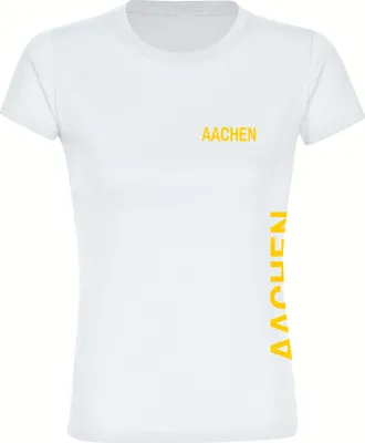 Produktbild von multifanshop Damen T-Shirt - Aachen - Brust & Seite, weiß, Größe M