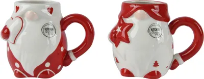 Produktbild von Tasse Wichtel Keramik mit Griff 11,5cm Weiß / Rot 1 Stück sortiert