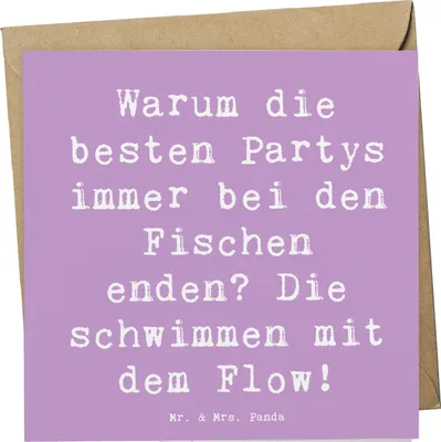 Produktbild von Mr. & Mrs. Panda Grußkarte Spruch Fische Flow Spaß - Lavendeltraum - Geschenk, anlasskarte, faltkarte, Horoskop, Geschenke Sternzeichen, Empathie, Astrologie, Kreativität