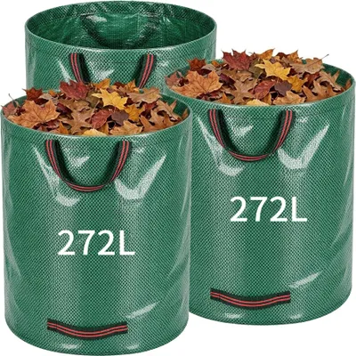 Produktbild von MIAJARD 3 Stück Gartenabfallsack mit 4 Griffen Gartensack Rasensack 272 Liter Gartenarbeit Säcke Faltbar Laubsack für Gartenabfälle