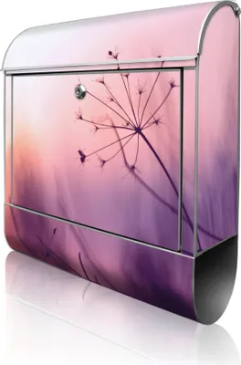 Produktbild von banjado Design Briefkasten Stahl silber mit Zeitungsfach pulverbeschichtet "Sommergras" 38x46x12,5cm & 2 Schlüssel - Postkasten A4 Einwurf inkl. Montagematerial [BK 12528]