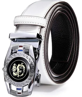 Productafbeelding van Herren riem van echt leer met automatische gesp, kleur: drakenwit, lengte: 110 cm