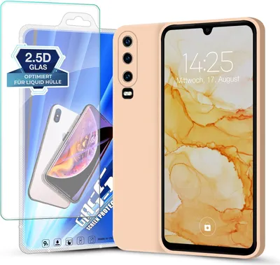 Produktbild von Hülle für Huawei P30 mit 9H Displayglas Displayschutz Plus Case Cover Bumper Silikon Softgrip Schutzhülle Farbe: Rosa