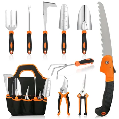 Gartenwerkzeug-Set, 10-teilig, Heavy-Duty, rostfrei, ergonomisch