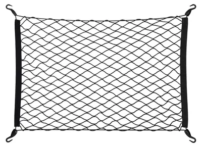 Image de TRANKIELO® - Filet de coffre pour voiture – Élastique, avec crochets – Filet de coffre, universel, noir, 80x62 cm