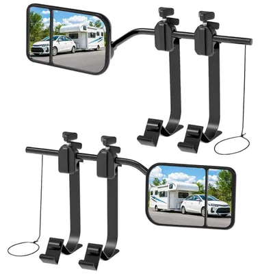 Obrázok produktu pre Zrkadlá na prívesné vozidlá/obytné vozidlá, sada 2 kusov, konvexné zrkadlá, nastaviteľné o 360°, s klipom na upevnenie