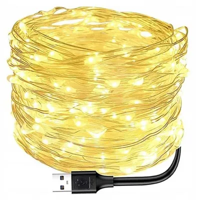 Obrázek produktu pro 20 LED, mikro-USB, světelné řetězy, teplá bílá barva, 20 metrů, vodotěsné, dekorativní