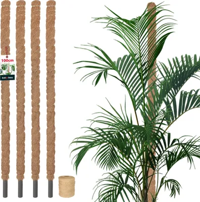 Produktbild von KOTARBAU® 4er Set Moosstab für Monstera ⌀ 2,5x100cm Rankhilfe für Zimmerpflanzen Pflanzstab Kokosstab  Pflanzenstütze aus Kokosfaser Braun