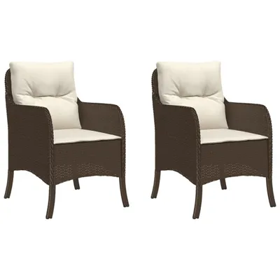 Produktbild von vidaXL Gartenstühle mit Kissen 2 Stk. Braun Poly Rattan