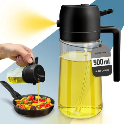 Immagine prodotto di Spruzzatore per olio da cucina 2 in 1, capacità 500 ml. Flacone spray per olio alimentare