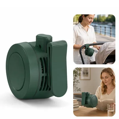 Produktbild von Mini Clip Ventilator ohne Blätter, tragbarer USB-Lüfter für Hals und Taille, Handfrei, 3 Geschwindigkeiten, leise, wiederaufladbar, 360° drehbar, grün