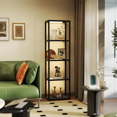 Zdjęcie produktu dla Lampa stojąca LED HOMCOM do salonu z regulacją jasności, szklaną półką, przełącznikiem nożnym i 3 stopniami jasności