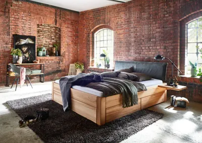 Produktbild von Bett Köge Sonderl. 200x210 Sonderhöhe 54 Kernbuche Kopfteil Schubkasten Blenden