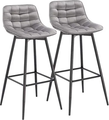 Image de Lot de 2 tabourets de bar Velvet avec dossier - Tabourets de cuisine