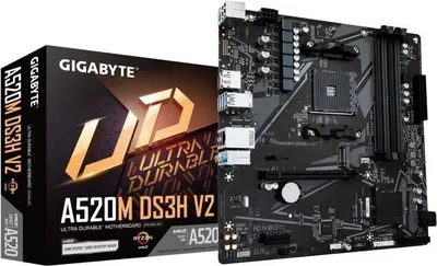 Zdjęcie produktu dla Płyta główna GIGABYTE A520M DS3H V2, AMD AM4, DDR4 4733MHz (OC), PCIe 3.0, USB 3.2 Gen 1, Obsługa do 128GB DDR4