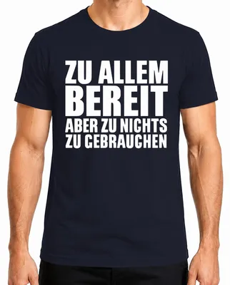 Productafbeelding van Klaar voor alles, maar zin in niets. Grappig, ironisch, kantoorhumeur. Heren T-shirt, marineblauw, maat S