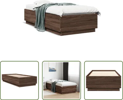 Image de The Living Store Cadre de lit marron imitation chêne 90x200 cm bois composite