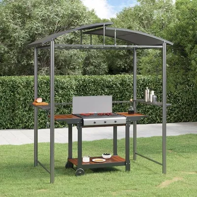 Produktbild von Garten Pavillon Grillpavillon mit Seitenregalen Anthrazit 210x114x230 cm Stahl