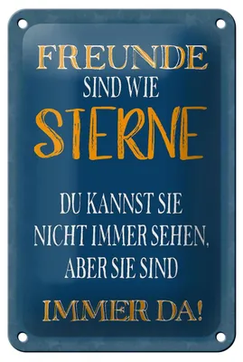 Produktbild von Blechschild Spruch 18x12cm Freunde sind wie Sterne immer da