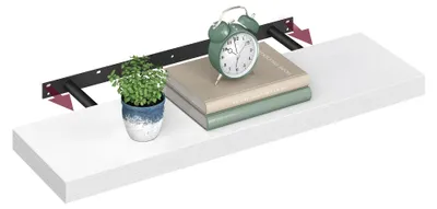 Imagen del producto de VASAGLE, estante de pared, estante flotante, tabla de estante, 20 x 80 x 3,8 cm – Juego de 1 (80 cm), blanco