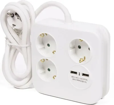 Produktbild von Steckdosenwürfel Steckdosenleiste Steckdose Verlängerung Quadrat Block 3-fach, 2 x USB-Schnellladung