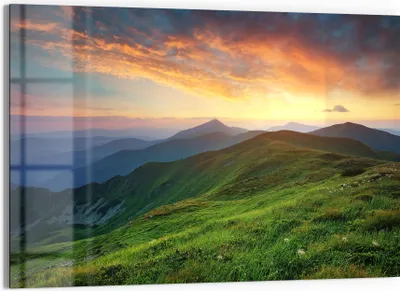 Produktbild von DEQORI Glasbild Echtglas 90x60 cm 'Abendlicher Horizont' Wandbild Bild modern Deko