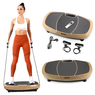 Obrázek produktu pro Gymtek® vibrační deska, vibrotrainer - do 180 kg - 5 tréninkových programů - 2 expandéry - Bluetooth, dálkové ovládání, LCD - masáž, fitness