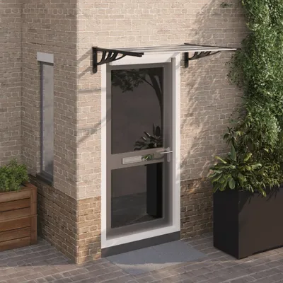 Immagine prodotto di Maison Exclusive - Tettoia per porta, nera e trasparente, 122x90 cm, policarbonato