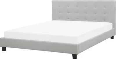 Produktbild von BELIANI Wasserbett hellgrau, Doppelbett 180 x 200 cm, mit gepolsterten Rahmen und Knopfverzierung