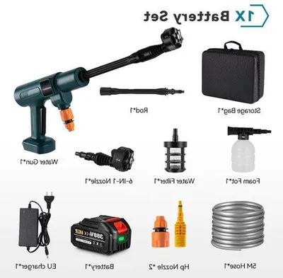 Image de Nettoyeurs haute pression électriques - 200 bars - Moteur sans balais 3500W - Design portable - Buse 6-en-1 - Pour voiture, jardin et terrasse - Facile à utiliser - 1 batterie avec 1 chargeur
