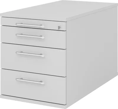 Produktbild von bümö office Rollcontainer - mit 3 Schubladen - Griff: Relinggriff (Kunststoff), Nachbildung: Grau